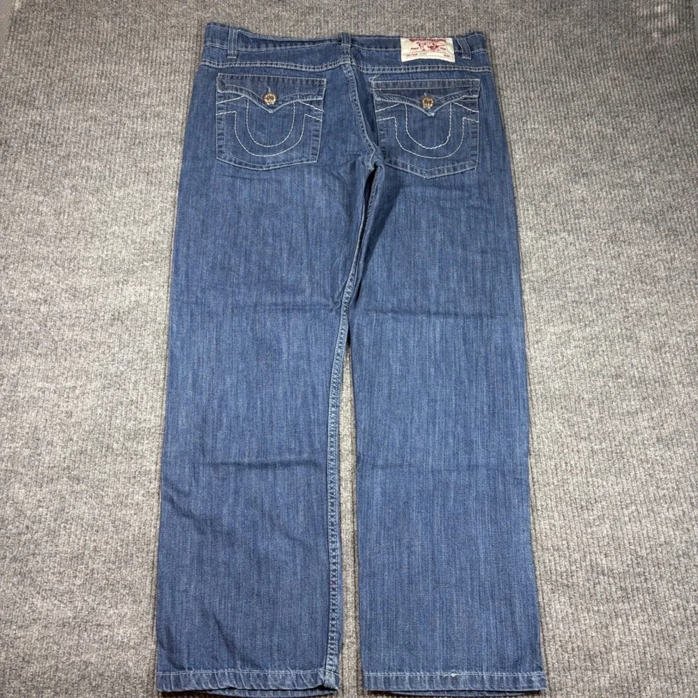 True Religion Jeans Mens 40 Section Surf Straight Leg Blue Denim Made in USA